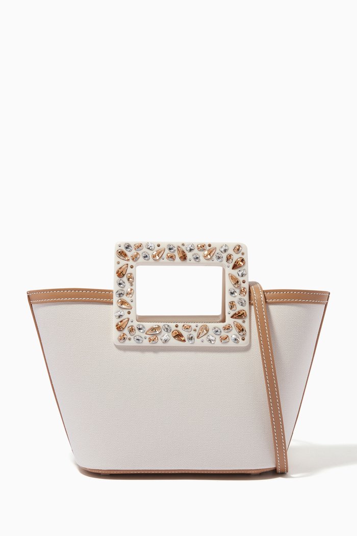 

Micro Riviera Tote Bag in Canvas, Neutral