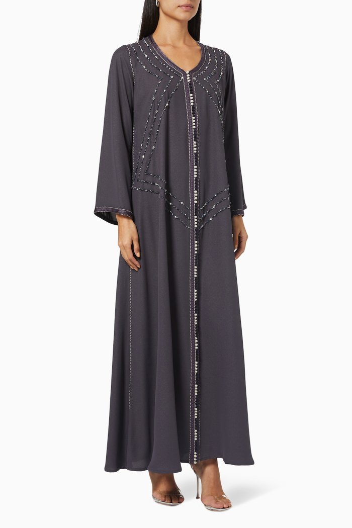 

Moroccan Bead Embellished Kaftan, Grey