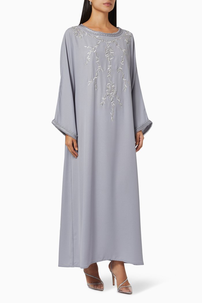 Bead Embellished Kaftan, Grey
