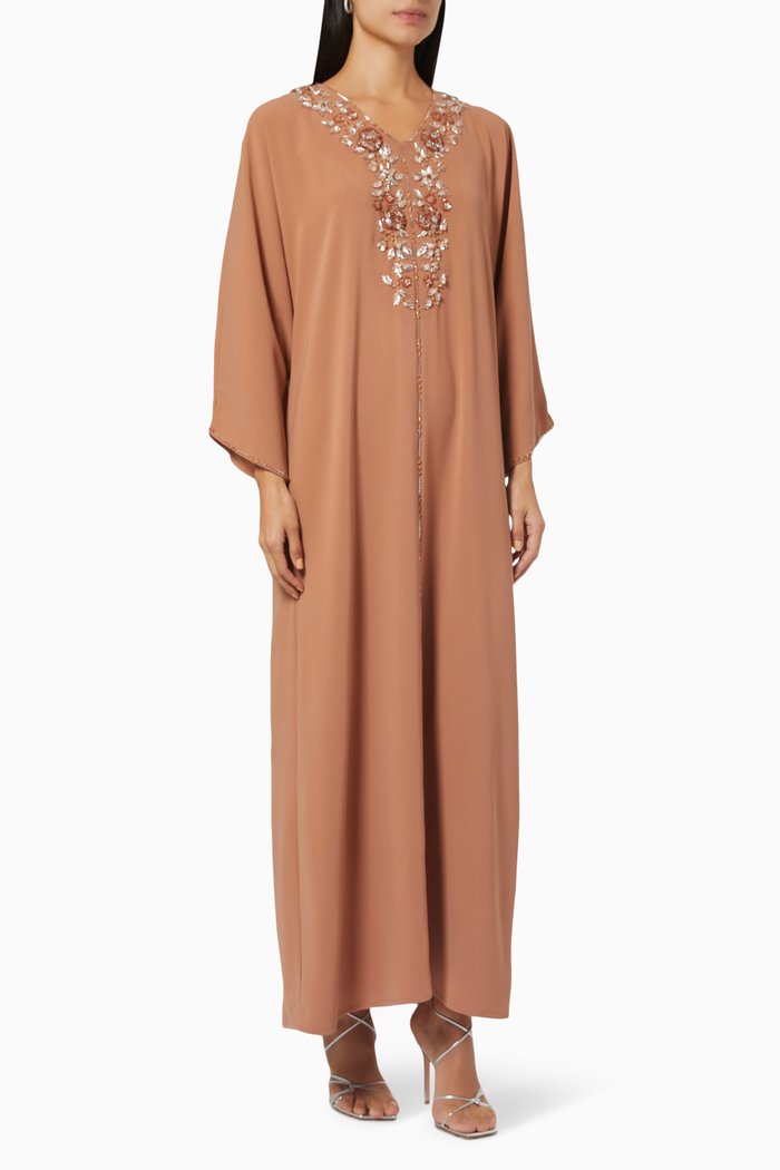 

Bead Embellished Kaftan, Brown