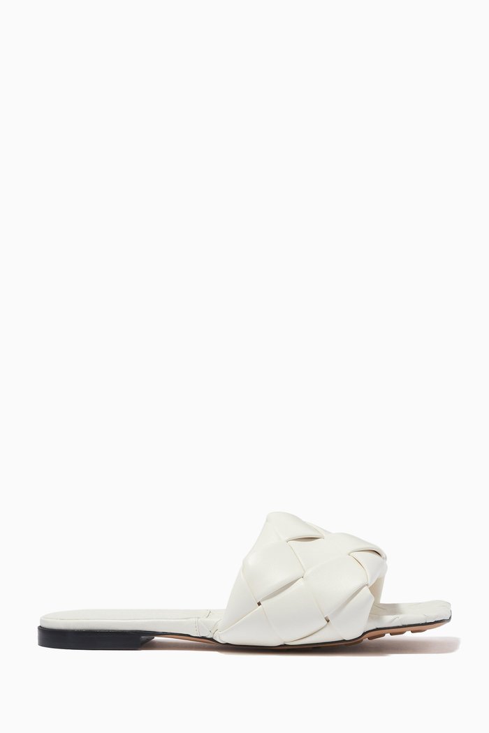 

Lido Flat Sandals in Quilted Intrecciato Nappa, White