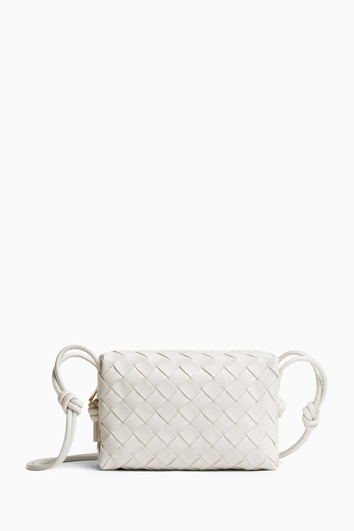 

Loop Mini Crossbody Bag in Intrecciato Nappa, White