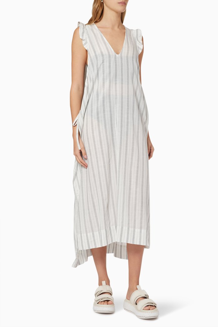 

Front Tie Midi Dress in Organic Cotton Blend, White