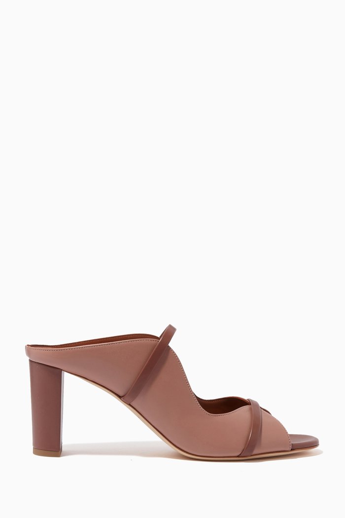Norah Mule Heels in Leather, Brown