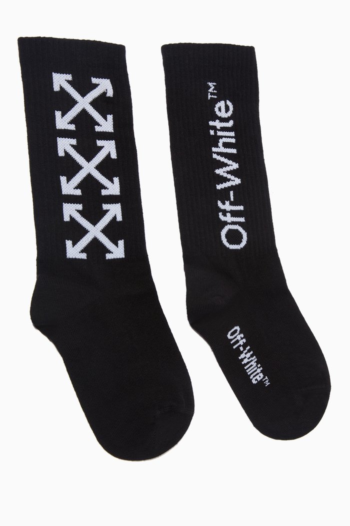 

Arrows Mid Length Socks in Cotton, Black