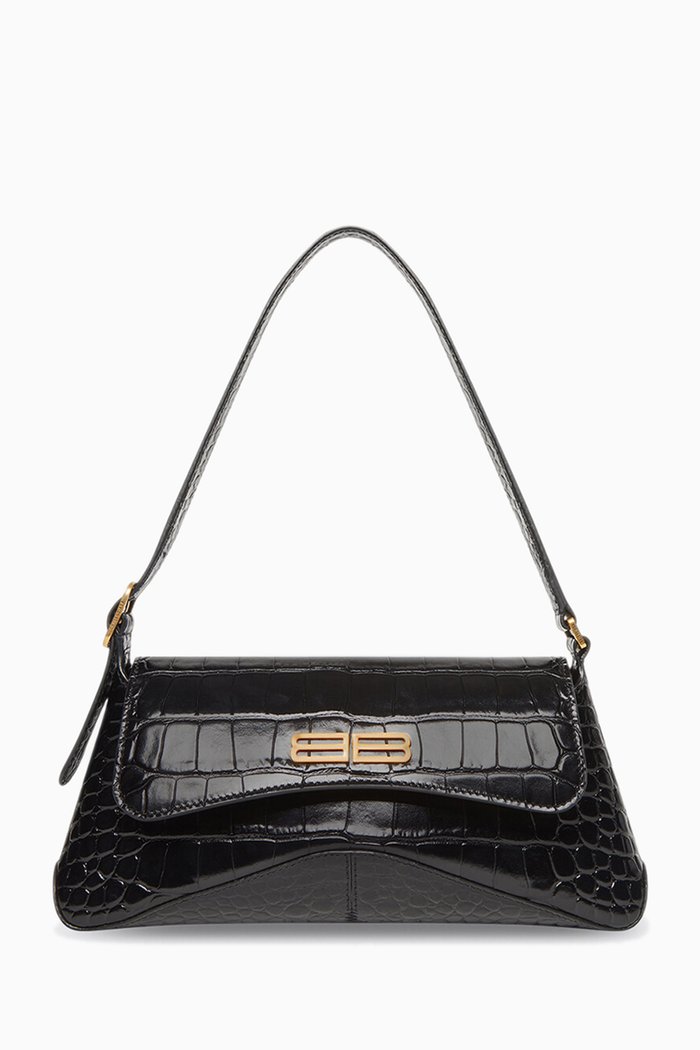 

XX Small Flap Bag in Shiny Crocodile Embossed Calfskin, Black