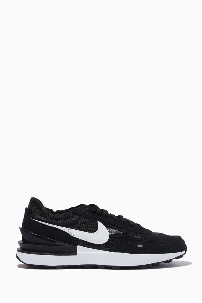 

Waffle One Sneakers in Mesh & Suede, Black