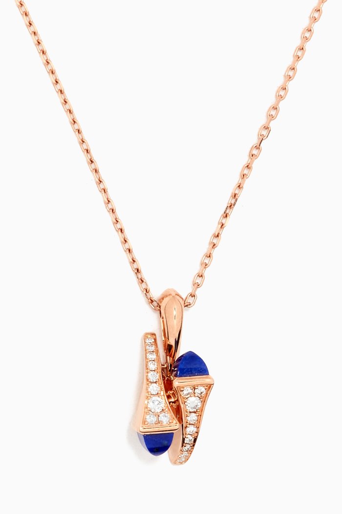 

Cleo Lapis Lazuli & Pavé Diamond Huggie Pendant Necklace in 18kt Rose Gold