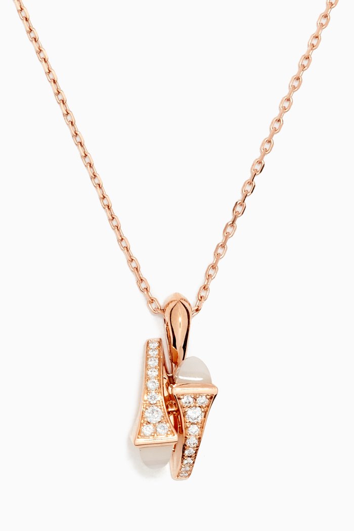 

Cleo Moonstone & Pavé Diamond Huggie Pendant Necklace in 18kt Rose Gold
