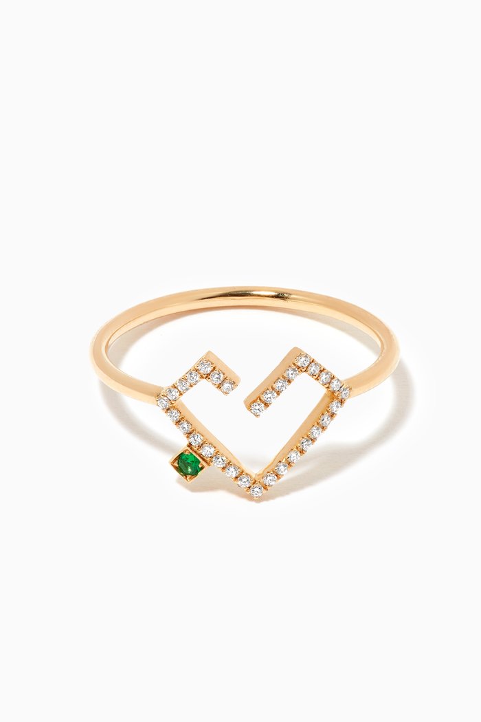 

Hubb Diamond & Emerald Ring in 18kt Yellow Gold