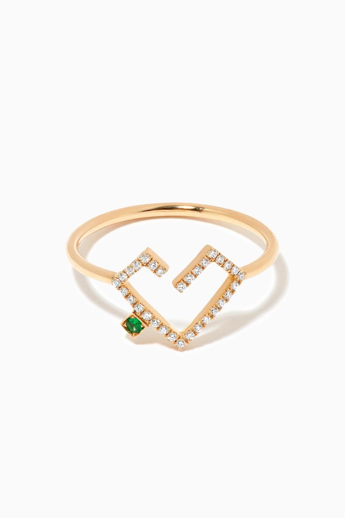 

Hubb Diamond & Emerald Ring in 18kt Gold, White