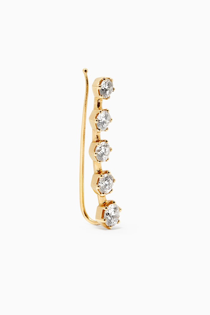 

Vintage Hexagon Diamond Single Ear Climber in 18kt Yellow Gold