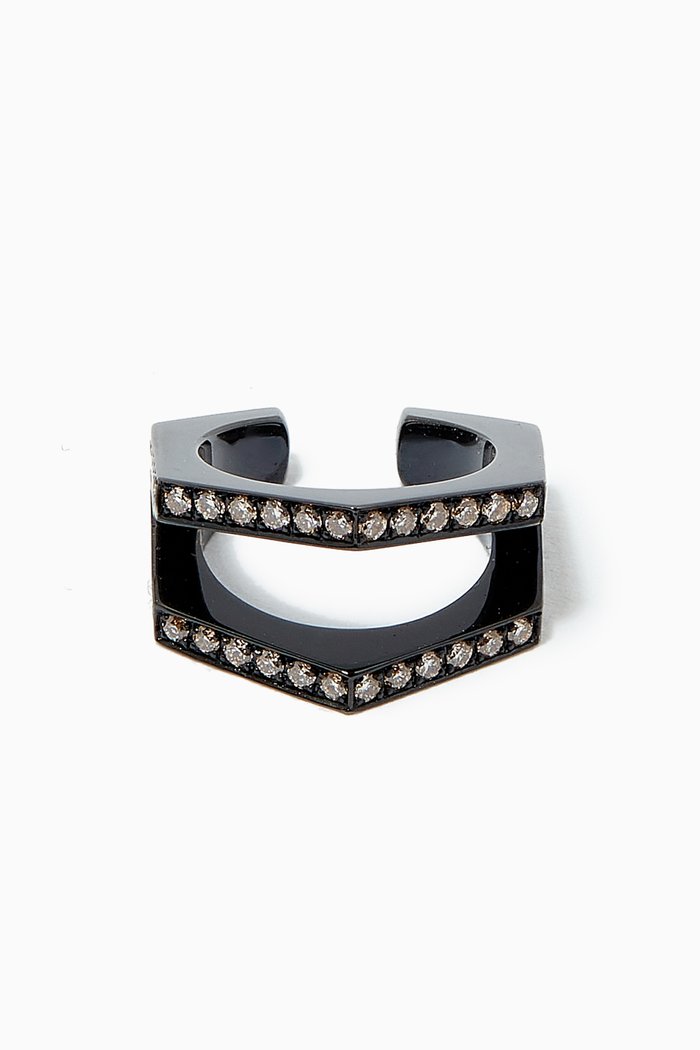 

Hexagon Diamond Single Ear Cuff in 18kt Black Gold