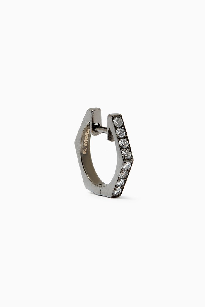 

Hexagon Diamond Single Earring in 18kt Black Gold