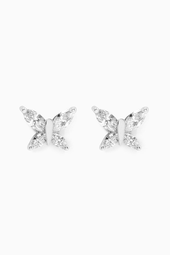 

Butterfly Marquis-cut Diamond Earrings in 18kt White Gold