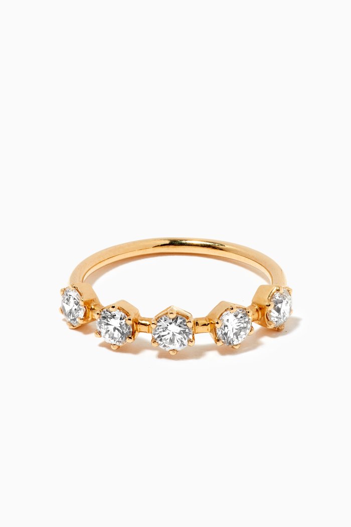 

Vintage Hexagon Five Diamond Ring in 18kt Yellow Gold