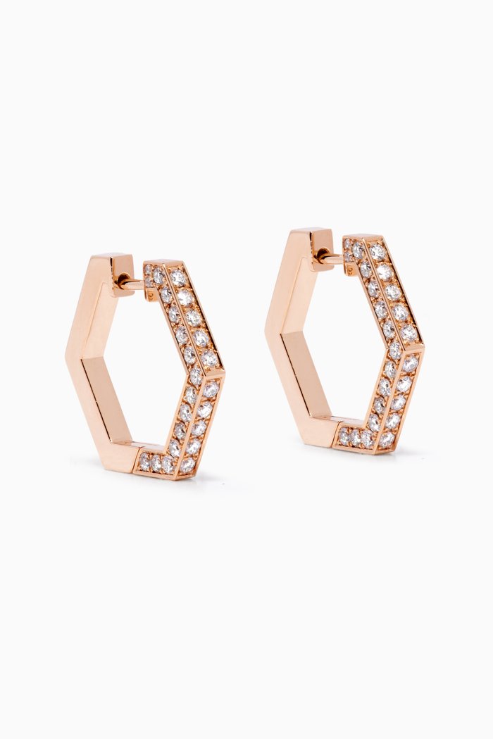 

Large Hexagon Diamond Earrings in 18kt Yellow Gold