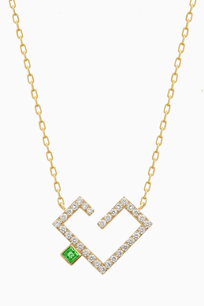 

Hubb Diamond & Emerald Necklace in 18kt Yellow Gold