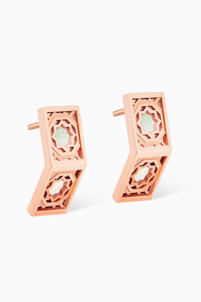 Oud Turath Stud Earrings in 18kt Rose Gold