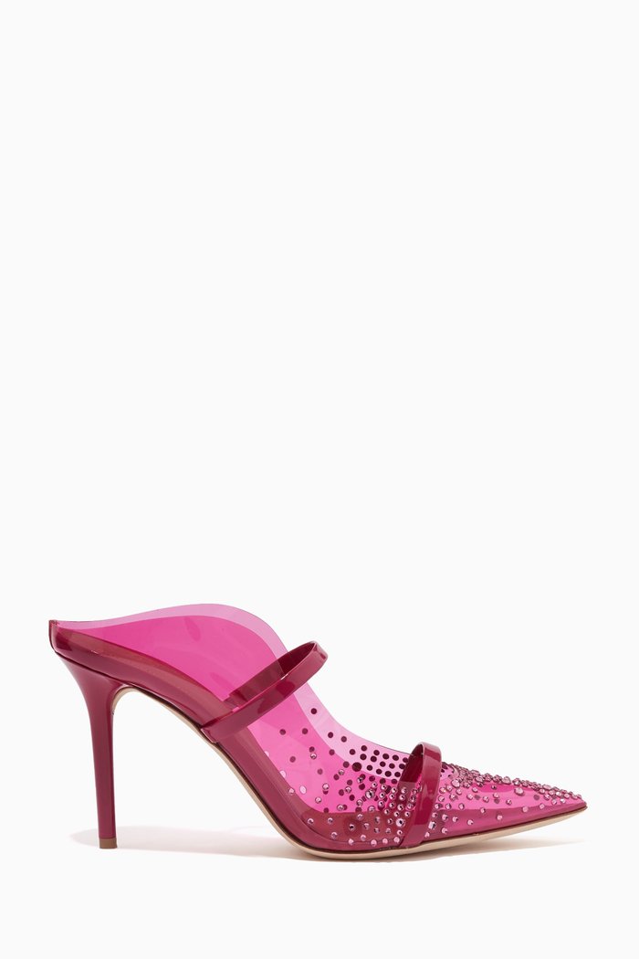 Maureen 85 Crystal Mules in PVC, Pink