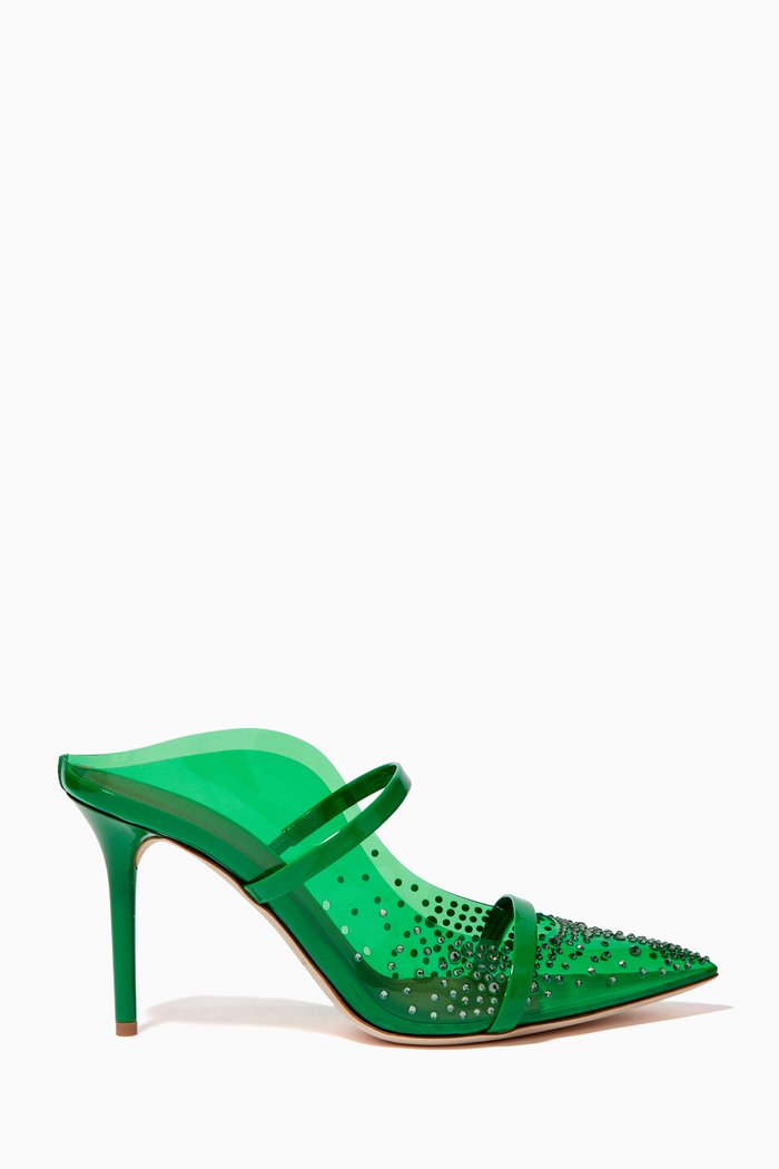 

Maureen 85 Crystal Mules in PVC, Green