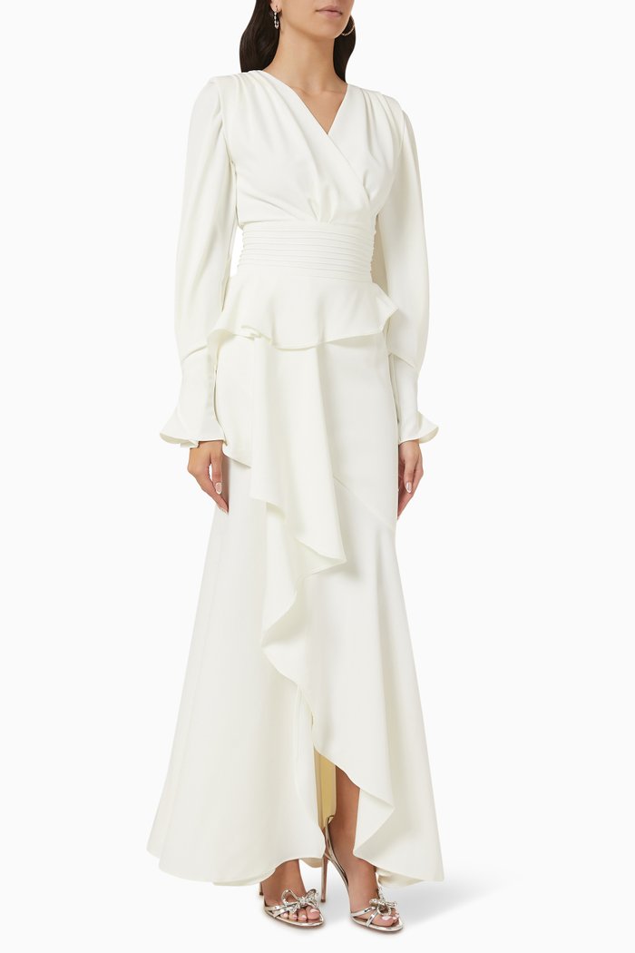 

Ruffled Maxi Dress, Neutral
