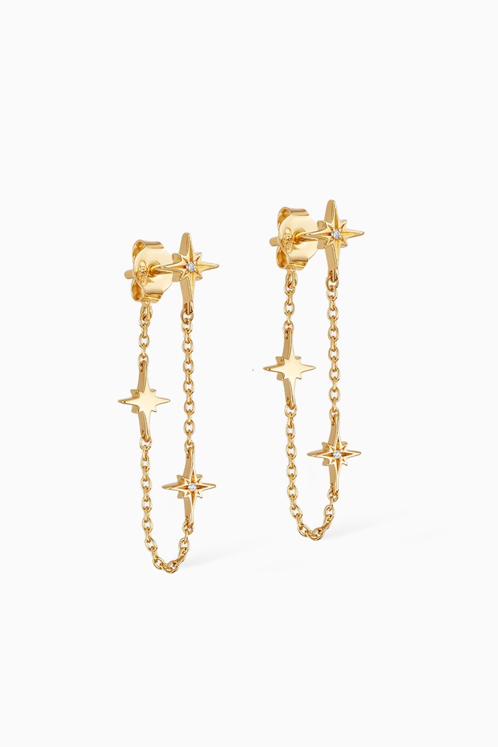 

Celestial Sapphire Chain Earrings in 18kt Gold Vermeil