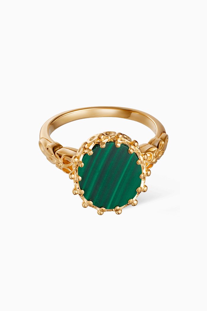 

Floris Large Malachite Ring in 18kt Gold Vermeil