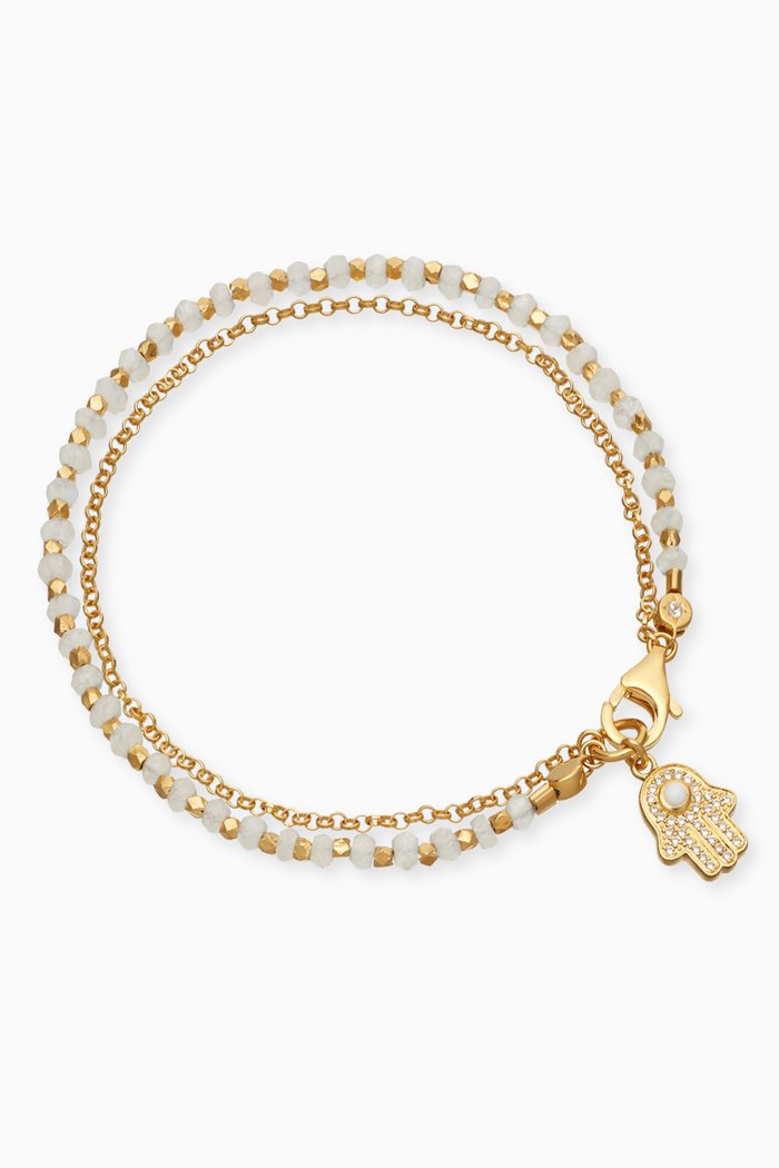 

Biography Hamsa Rainbow Moonstone Bracelet in 18kt Gold Vermeil