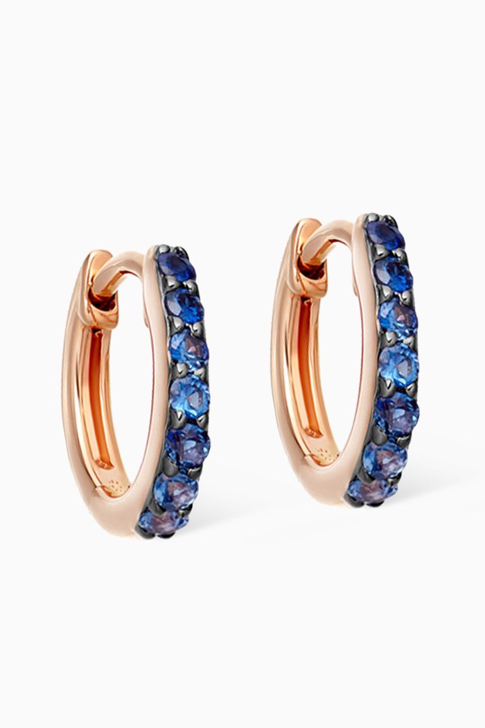 

Halo Sapphire Hoop Earrings in 14kt Rose Gold Vermeil