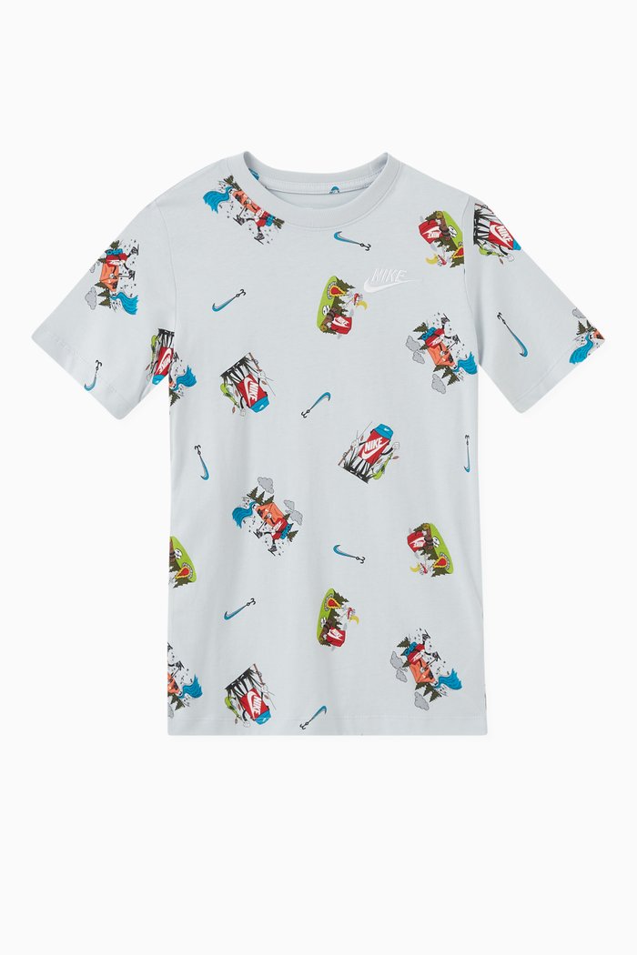 

Graphic Print T-shirt in Cotton-jersey, Blue