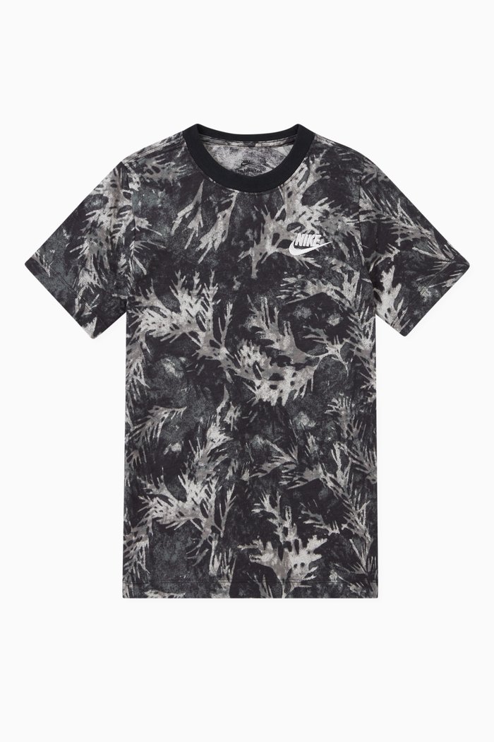 

Camouflage Leaf Print T-shirt, Black