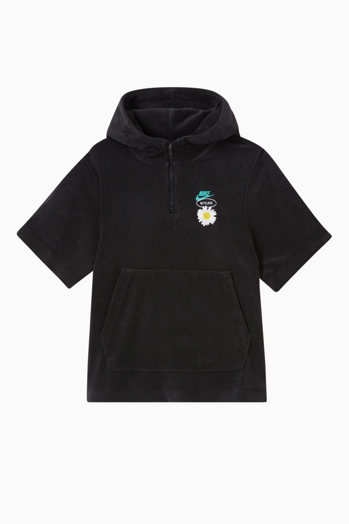 

With Love Floral Hoodie in Cotton Terry, Black
