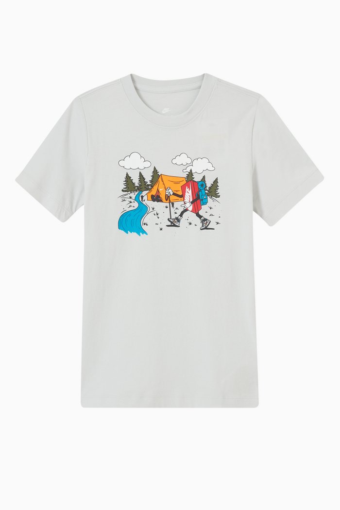 

Graphic Print T-Shirt in Jersey, Grey