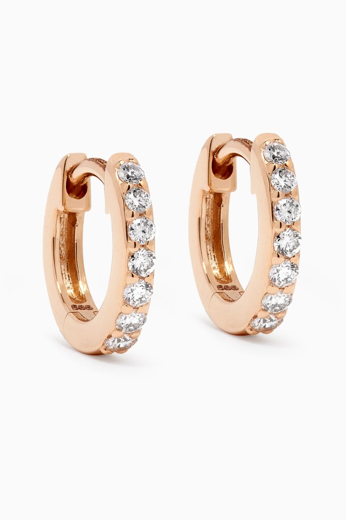 

Mini Halo Diamond Hoop Earrings in 18kt Gold