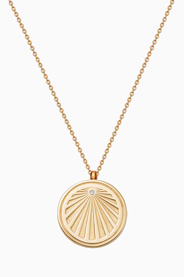 

Celestial Sunrise Sapphire Locket Necklace in 18kt Gold Vermeil