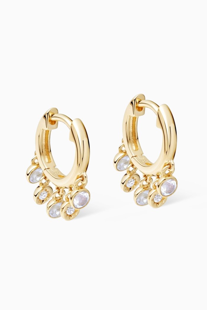 

Biography Moonstone Droplet Hoops in 18kt Gold Vermeil