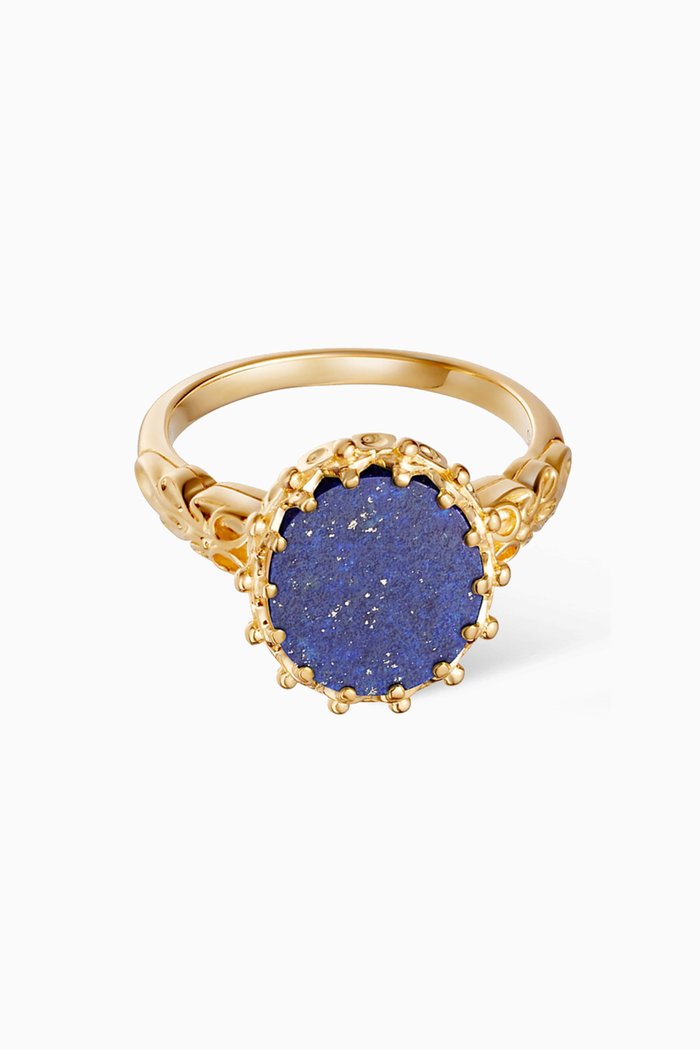 

Large Lapis Floral Ring in 18kt Gold Vermeil