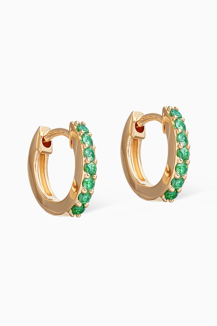 

Halo Mini Emerald Hoop Earrings in 14kt Gold Vermeil