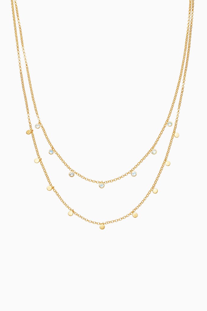 

Biography Moonstone Double Chain Necklace in 18kt Gold Vermeil