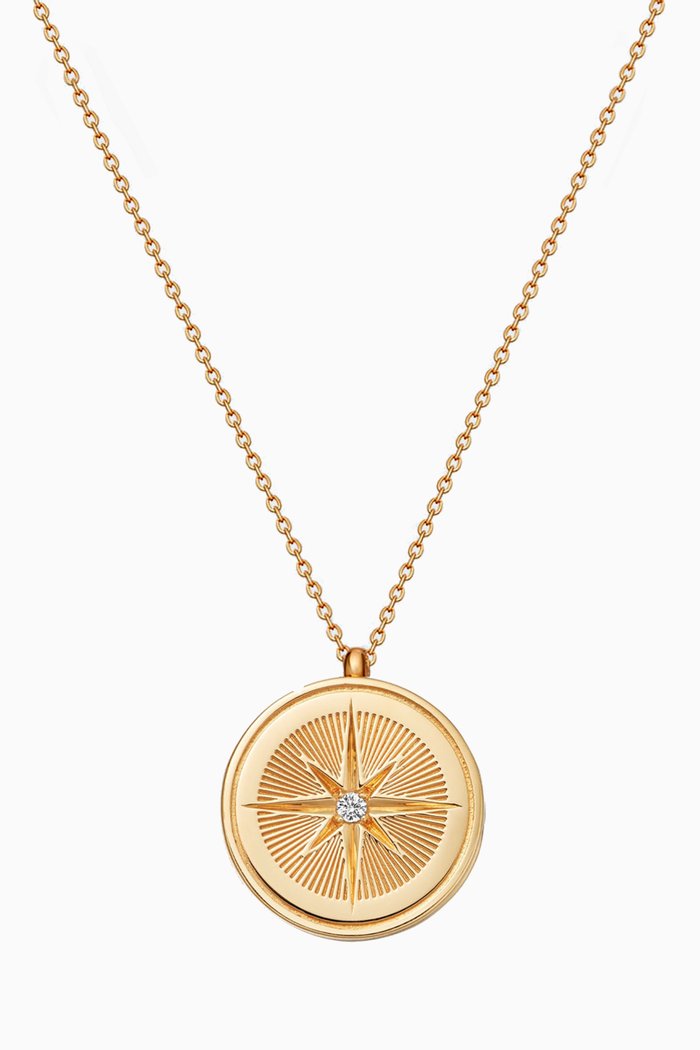 

Biography Celestial Compass Sapphire Locket Necklace in 18kt Gold Vermeil