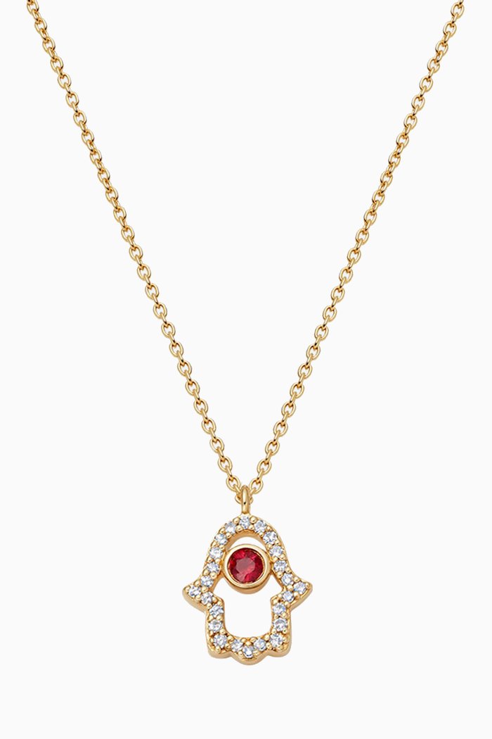 

Biography Hamsa Ruby & Diamond Necklace in 14kt Gold Vermeil