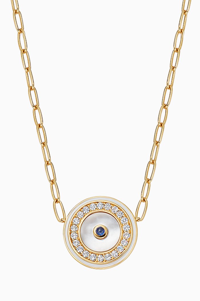

Circulus Mother of Pearl & Sapphire Necklace in 18kt Gold Vermeil