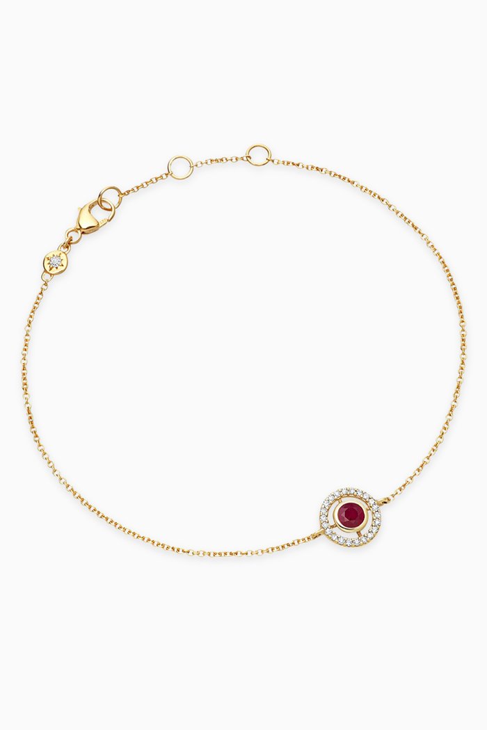 Mini Icon Aura Ruby Pendant Bracelet in 14kt Gold Vermeil