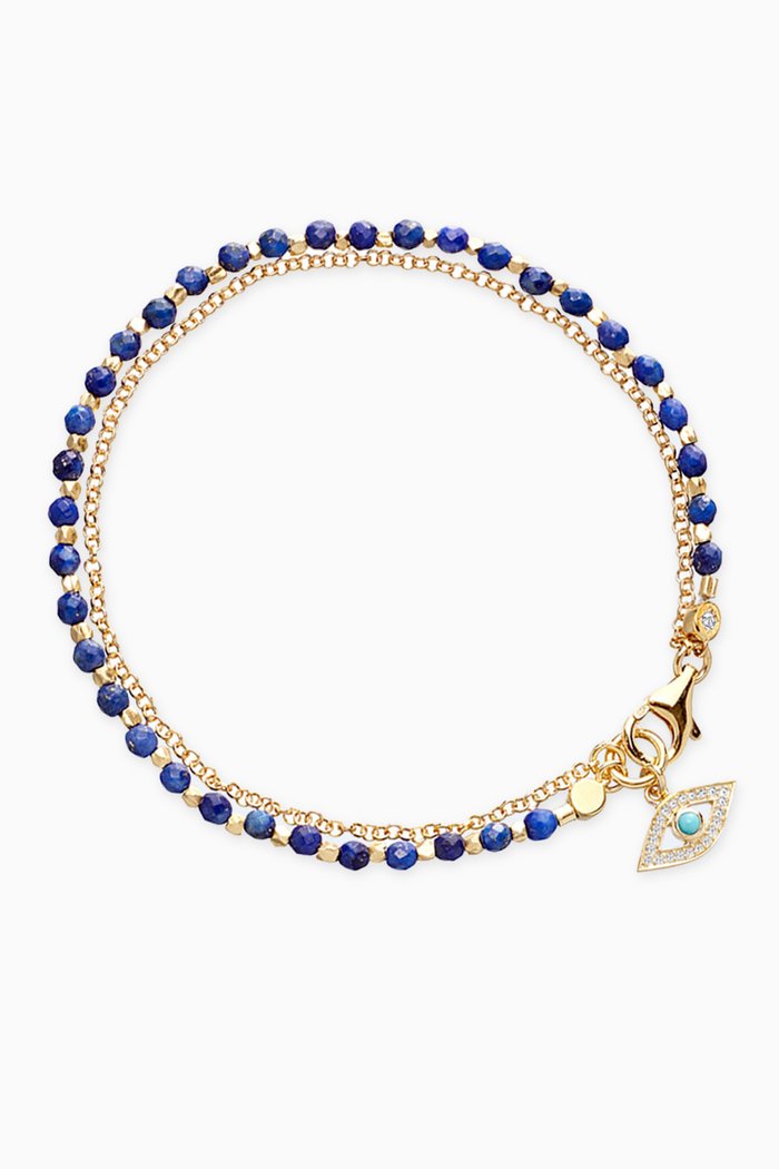 

Biography Evil Eye Lapis Bracelet in 18kt Gold Vermeil