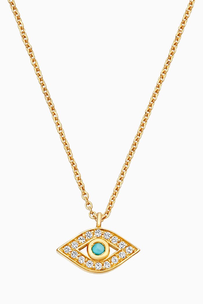 

Biography Mini Evil Eye Pendant Necklace in 18kt Gold Vermeil