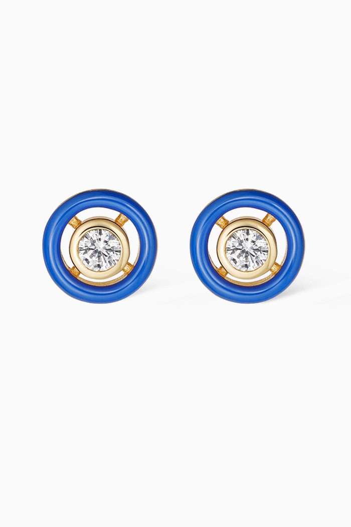 

Circulus Sapphire & Enamel Stud Earrings in 18kt Gold Vermeil