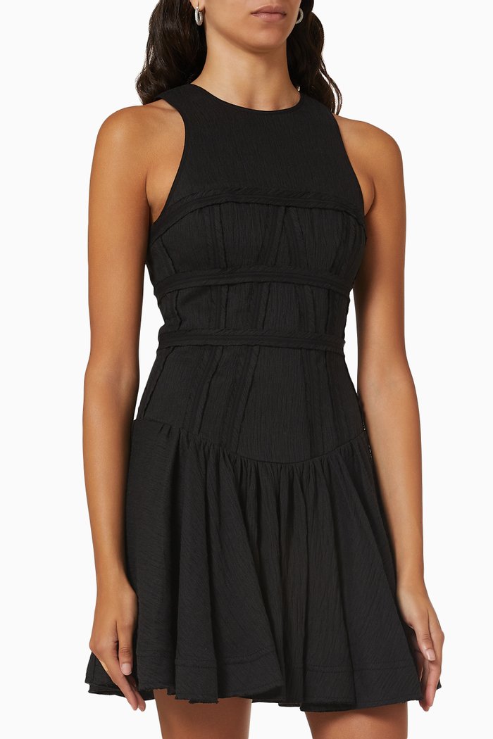 

Tidal Corset Mini Dress in Linen, Black