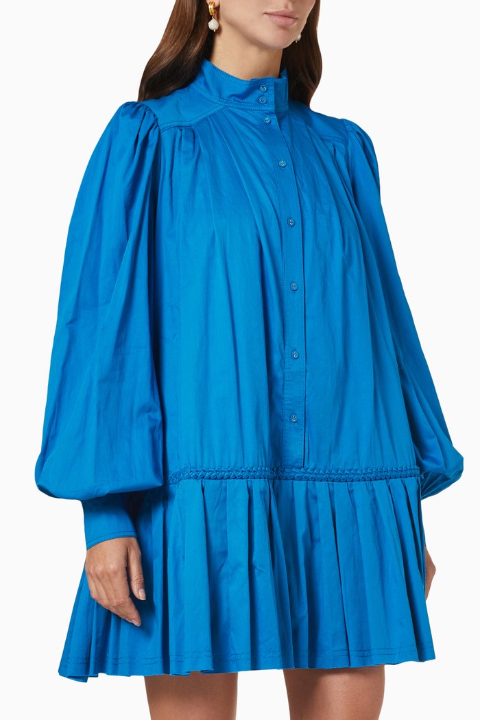 

Fallingwater Braided Smock Dress in Cotton, Blue