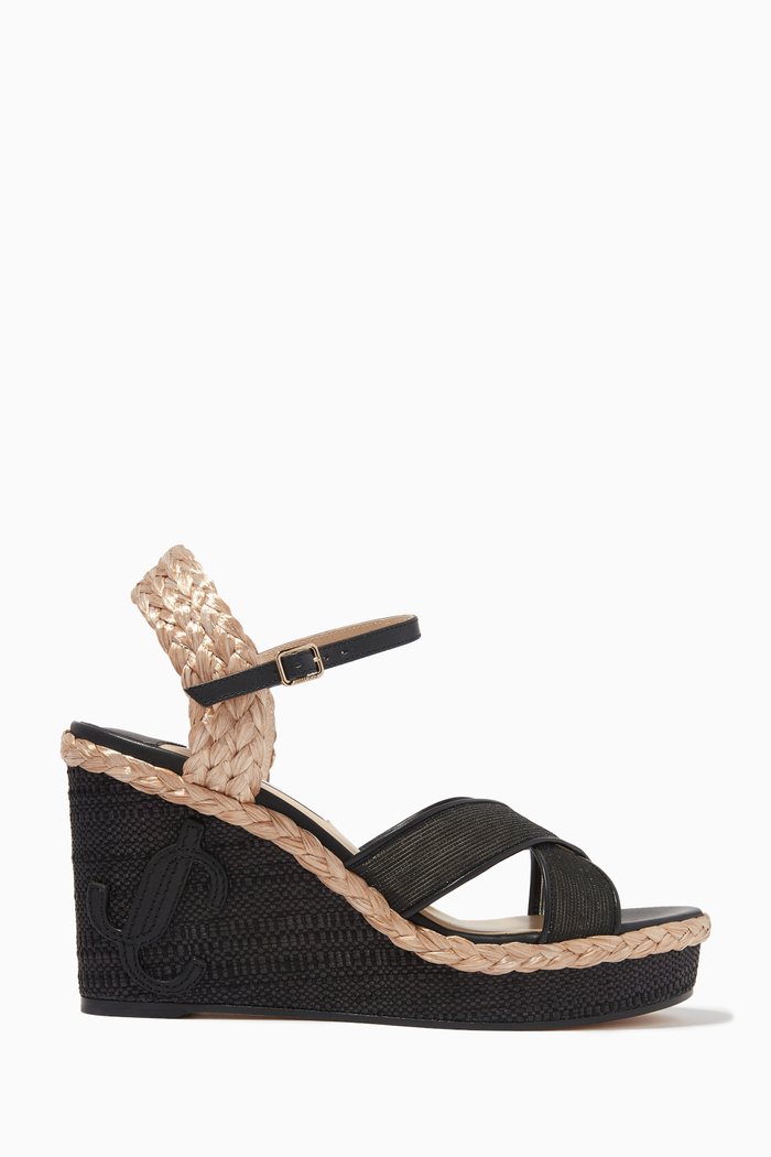 

Dellena 100 Wedges in Fabric & Metallic Rope, Black